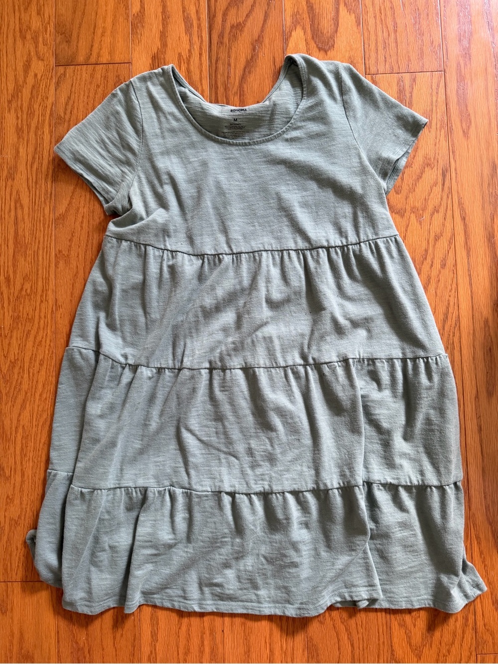 Sonoma Tiered Short Sleeve Shift Dress Medium M Casual